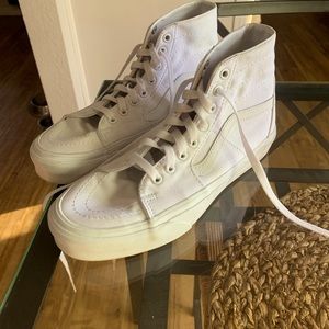 White canvas high top Vans. Worn once!